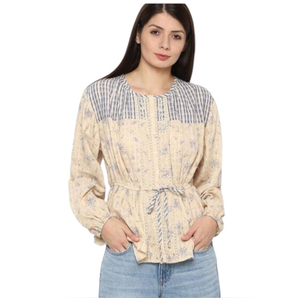 American Eagle Outfitters Tops - American Eagle Floral Print Button Down Peplum Top Size Small